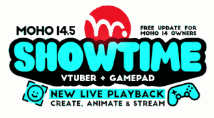 Moho 14.5 SHOWTIME: Design, rig and animate characters live. All the power of Moho, now live.