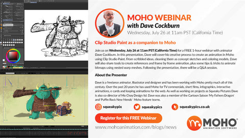 WEBINAR - Clip Studio Paint as a companion to Moho with Dave Cockburn