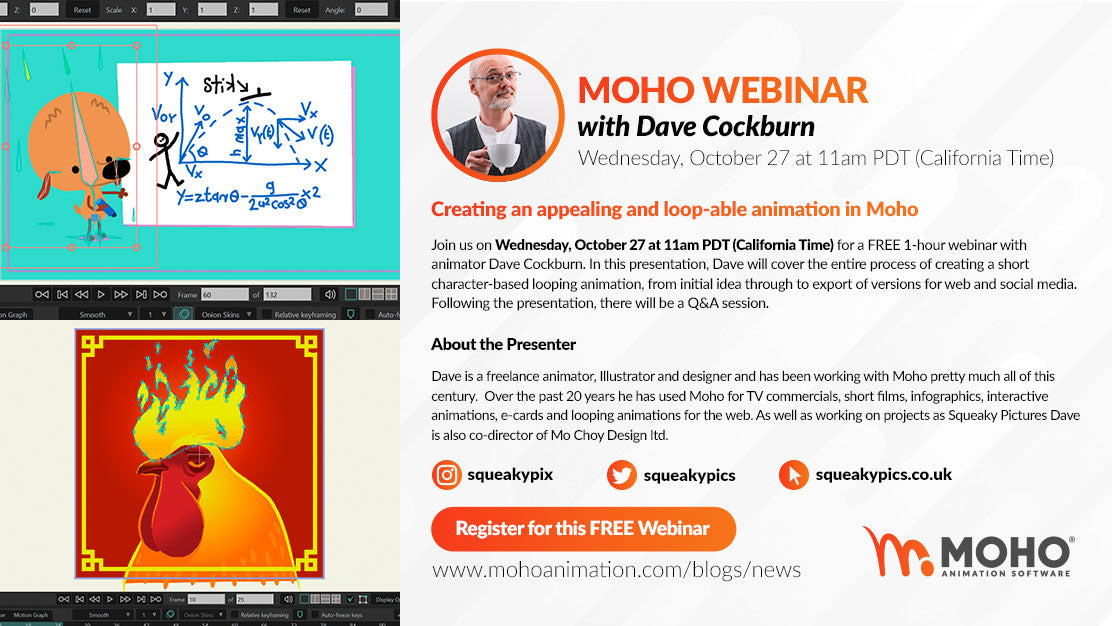 Webinar – Creating an appealing and loop-able animation in Moho with Dave Cockburn