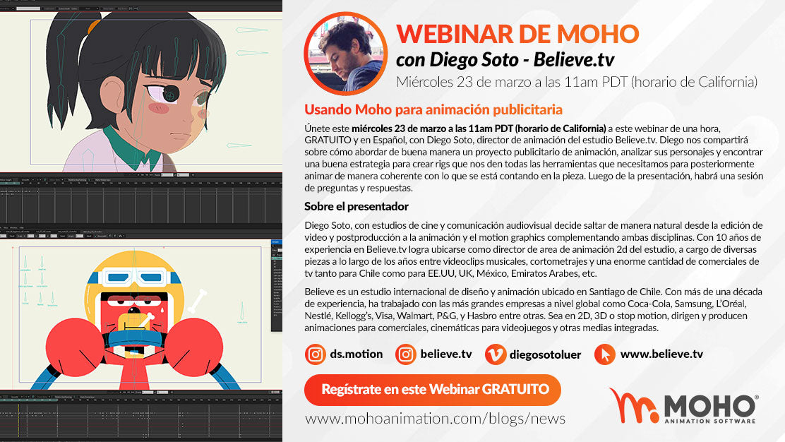 Webinar – Usando Moho para animación publicitaria con Diego Soto - Believe.tv