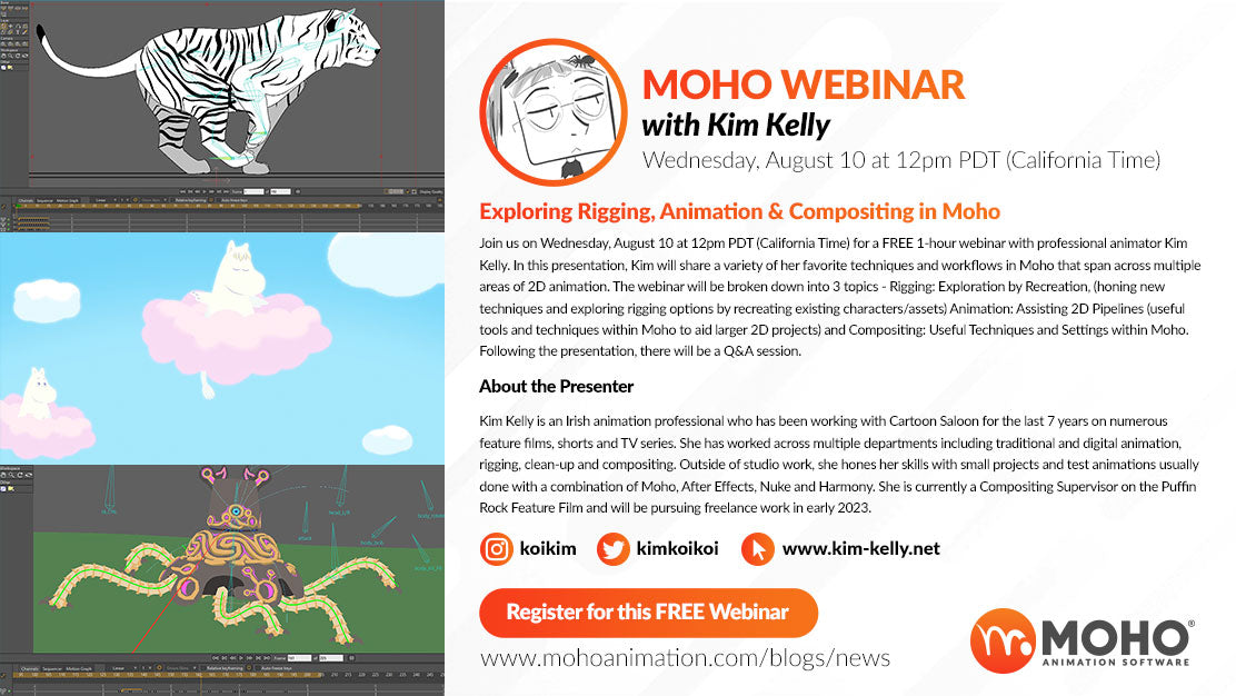 Webinar – Exploring Rigging, Animation & Compositing in Moho with Kim Kelly