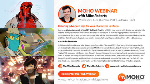 Webinar – [UPDATED TIME] Creating advanced rigs for your characters in Moho with Mike Roberts