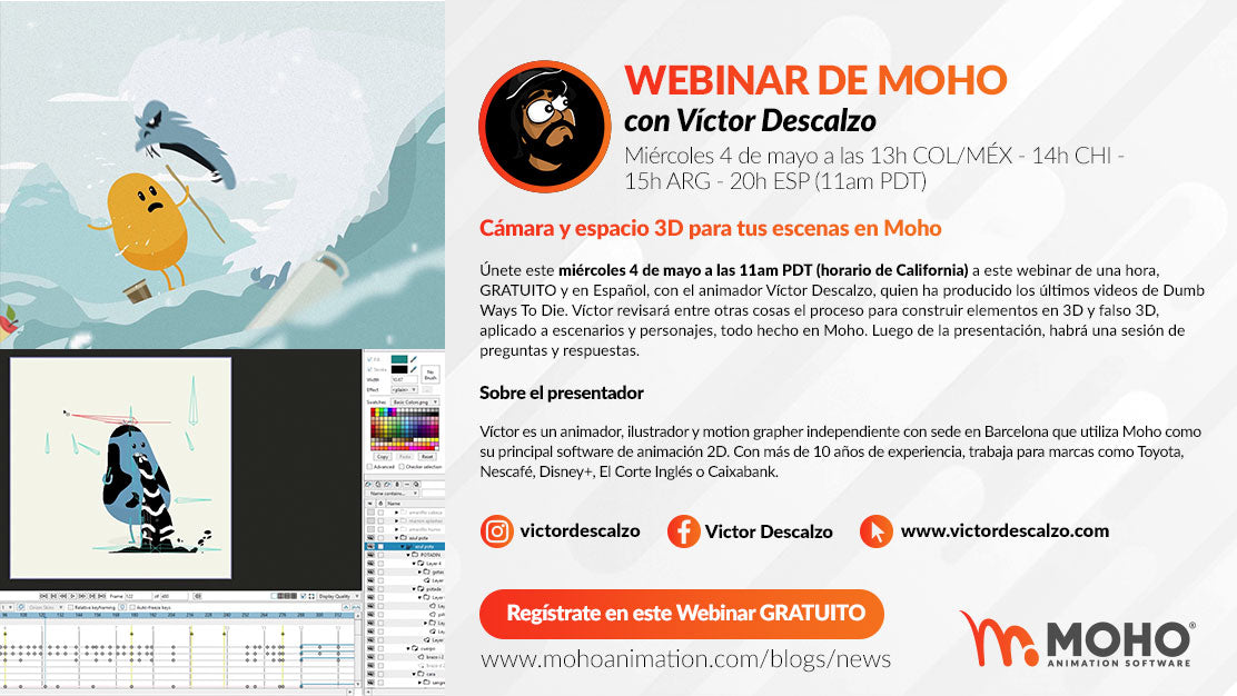 Webinar – Cámara y espacio 3D para tus escenas en Moho con Víctor Descalzo