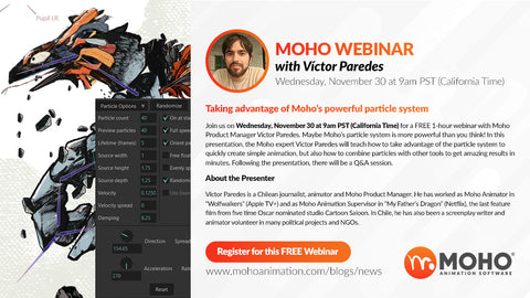 Webinar – Taking advantage of Moho’s powerful particle system with Víctor Paredes