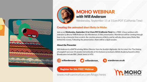 Webinar – Creating the animated short Betty in Moho with Will Anderson